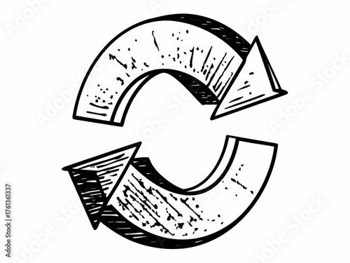 Grunge circular reload arrows illustration vector scalable icon for general use