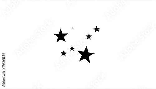 Simple Black Stars Scattered on White Background.