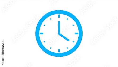 Simple Blue Clock Icon Showing Time.