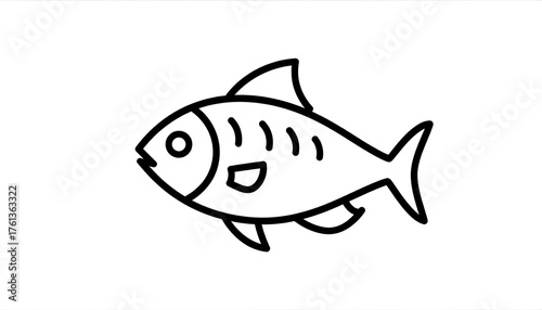 Simple Line Art Drawing of a Fish.