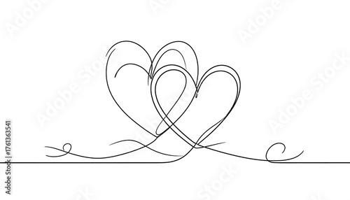 Simple Line Art of Intertwined Hearts Depicting Love and Connection.