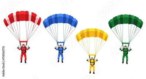 Colorful Skydivers in Action A Vibrant Illustration of Adventure and Sports Activities