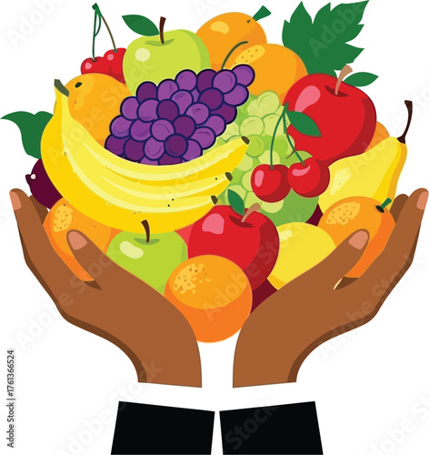 Healthy living with fresh, vibrant fruit held in caring hands promoting wellness and nutrition for a balanced diet in a modern, appealing style