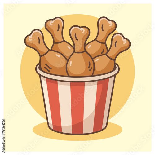 Cartoon Fried Chicken Bucket