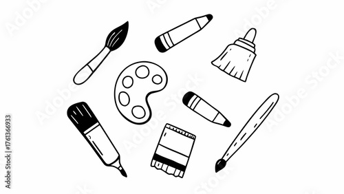 Doodle art tools set vector illustration scalable graphics for creative projects