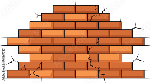 ancient brick wall texture with cracks and chipped.