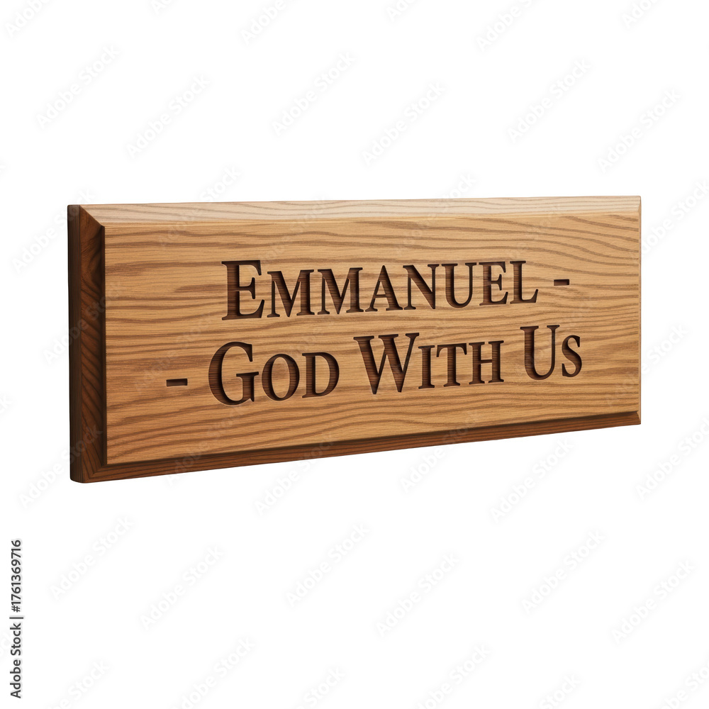 Obraz premium Wooden Sign with “Emmanuel – God With Us” Christian Message