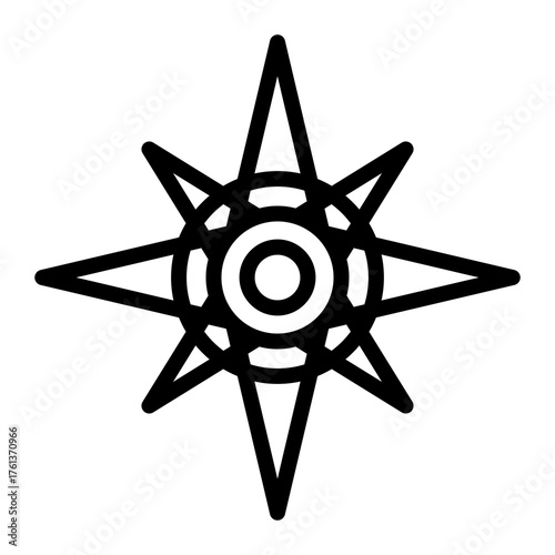 Minimalist Black Compass direction symbol for map	