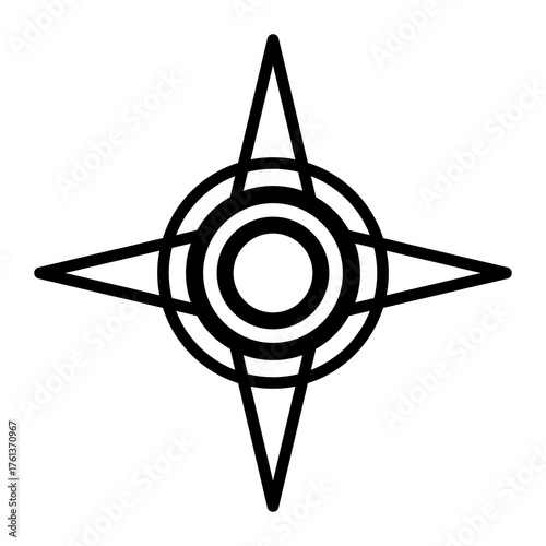 Minimalist Black Compass direction symbol for map	