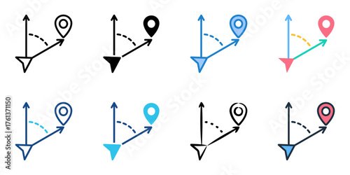 Bearing icon set multiple style collection 
