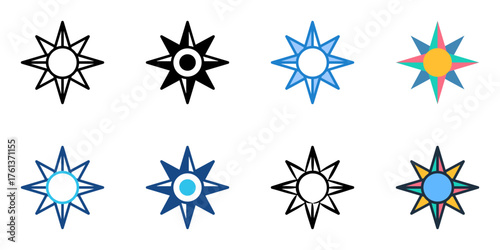 Cardinal directions icon set multiple style collection 
