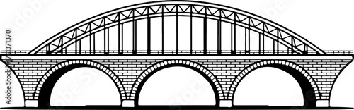 Three-arched truss bridge silhouette