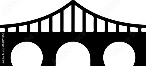 Three-arched truss bridge silhouette
