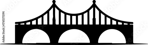 Three-arched truss bridge silhouette