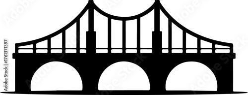 Three-arched truss bridge silhouette