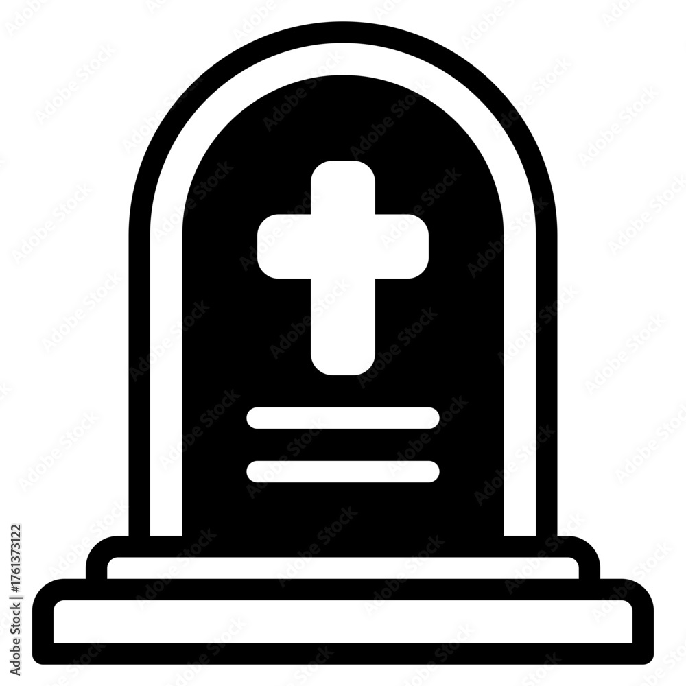 Obraz premium Gravestone with Cross Illustration