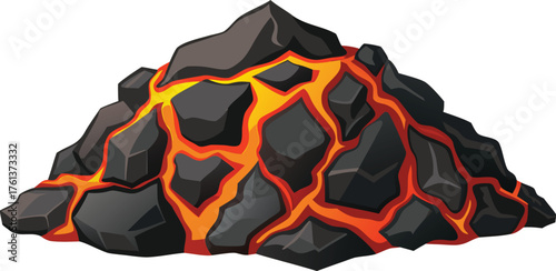 lava rock volcanic surface realistic icon.