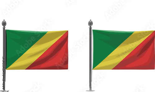 Two Republic of the Congo flags displayed on dark and light backgrounds symbolizing national pride unity independence and African identity
