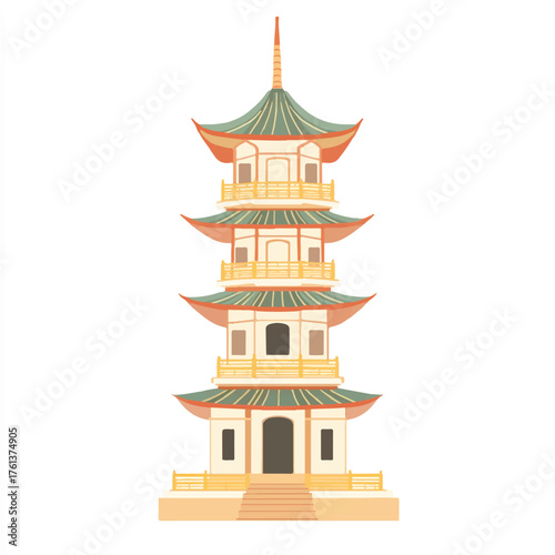 Elegant East Asian Pagoda Architecture.