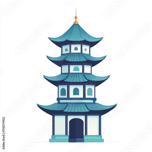 Elegant FourStory Pagoda with Intricate Roof Design and Traditional Architecture.