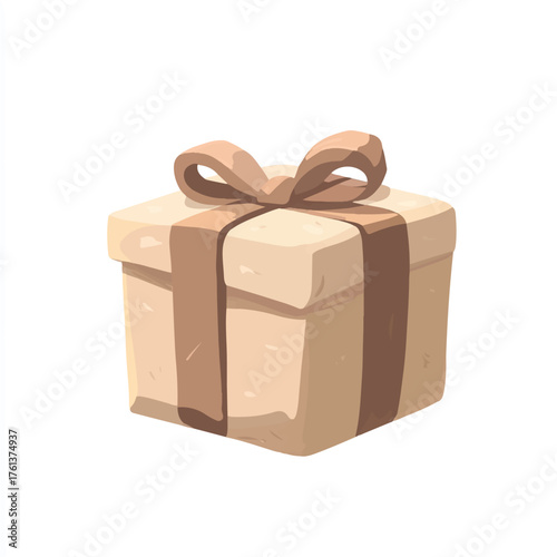 Elegant Gift Box with Brown Ribbon and Bow Perfect for Celebrations