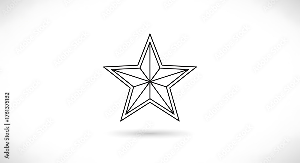Obraz premium Geometric star outline icon with shadow