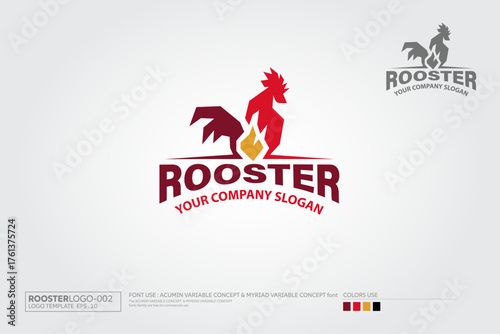 Rooster logo illustration. This logo template suitable for businesses, product names, restaurants serving chicken dishes, or can also be used for modern chicken farming business.