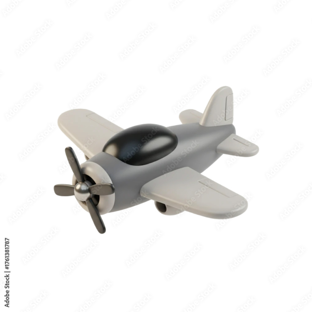 Naklejka premium A Toy Airplane Illustration with Propeller Vintage Style Aircraft, Classic Children's Toy, Transportation Icon, Flight, and Childhood Memories