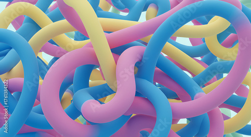 Abstract background with colorful 3D intertwined tubes, ideal for modern designs