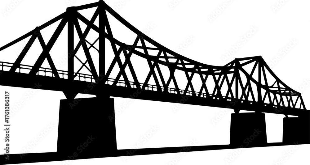 Obraz premium truss bridge with intricate geometric support structures and solid pillar foundations