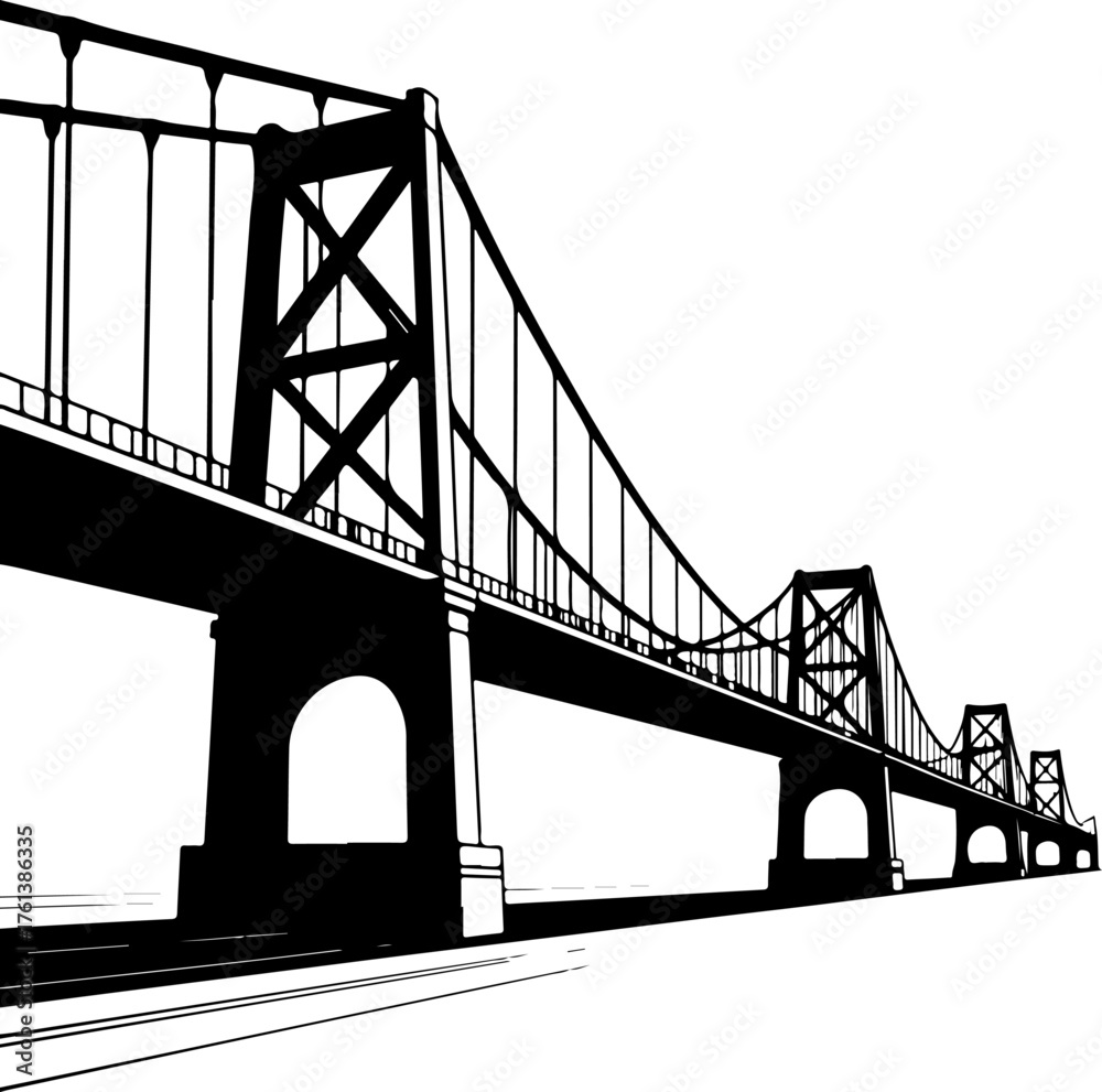 Obraz premium truss bridge with intricate geometric support structures and solid pillar foundations