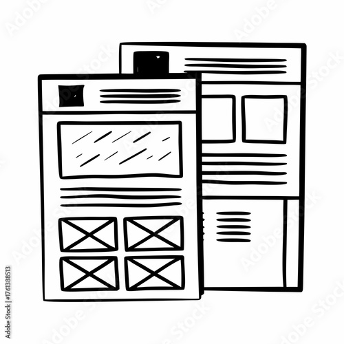 Hand drawn website wireframe layouts for design planning