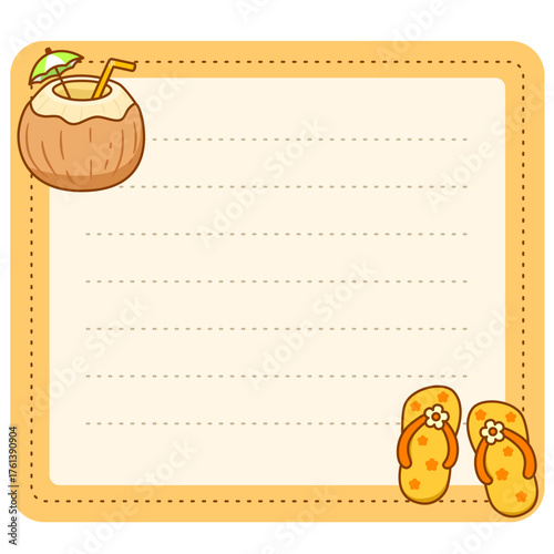 sticky note with coconut and slippery frame