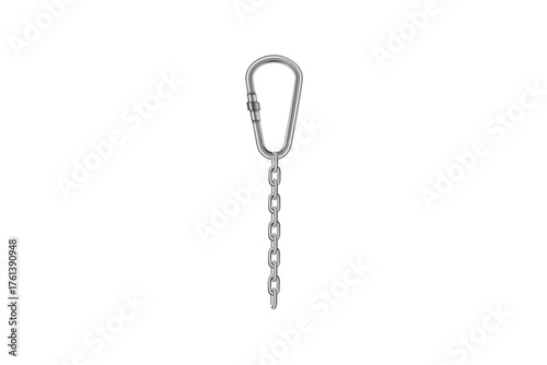 Metallic Clasp With Chain Vector Illustration.	