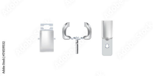 Collection Of Realistic Clasps Equipment Vector Illustration.	