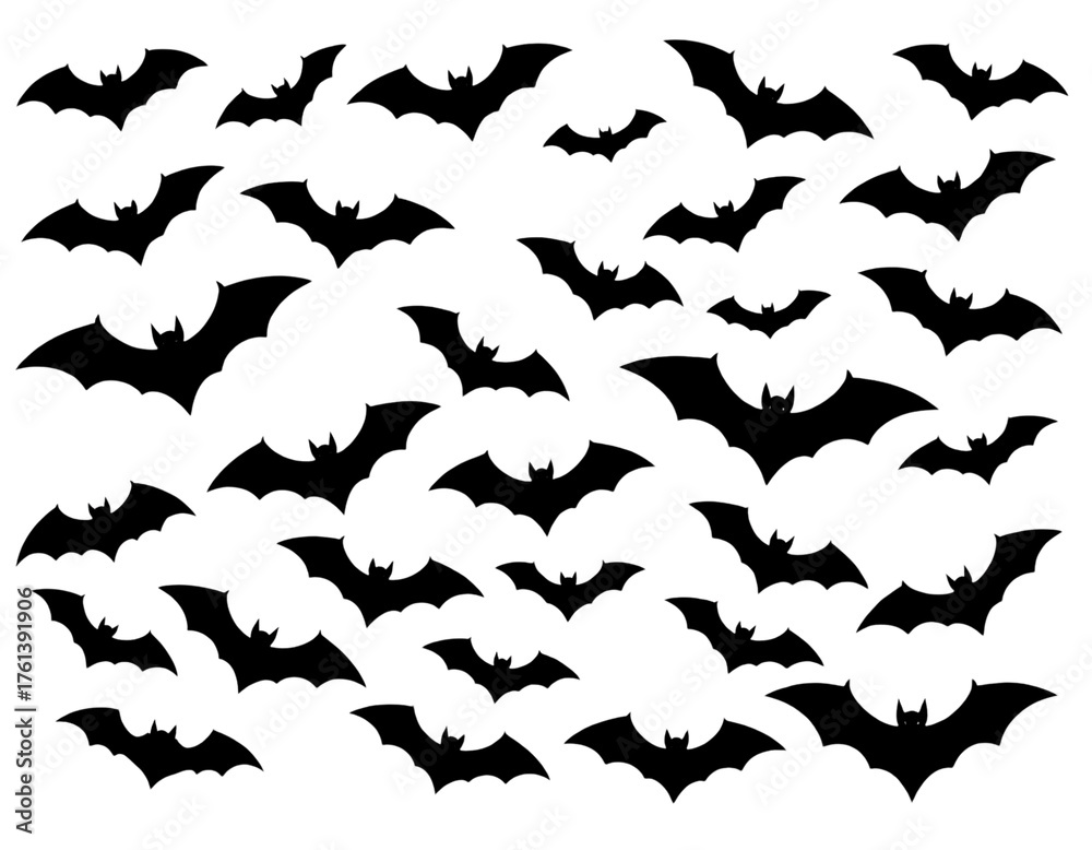 Fototapeta premium Flying black&nbsp;bats silhouette vector collection for Halloween design illustration and pattern