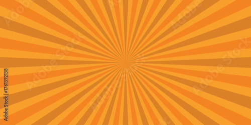 Vibrant Orange Radial Burst Background with Alternating Stripes and Concentric Rays Emanating from the Center