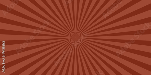 Warm terracotta sunburst background with radiating stripes in a repeating pattern, perfect for vintage-inspired graphic design, retro themes, and energetic visual concepts