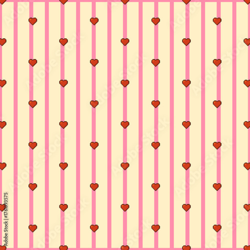 Pixel Heart Stripe Pattern Retro Background Design