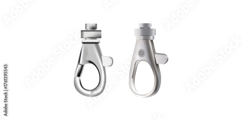 Realistic Silver Metal Clasps Vector Illustration.	