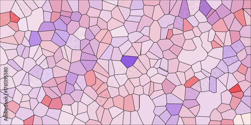 Vibrant abstract mosaic pattern with irregular polygonal shapes in pastel pink purple and red hues creating a soft and colorful textured background