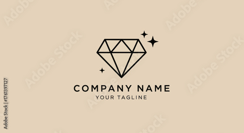 Elegant Diamond Logo Design with Sparkles and Geometric Facets.