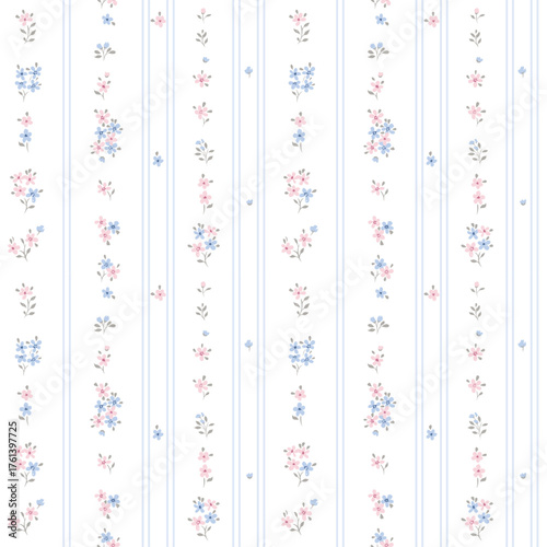 Stripe pattern, Floral stripe seamless pattern, floral textile. Fabric flower. Stripe wallpaper style, Cute flower texture print, design for flannel, table cloth, textile fabric, paper