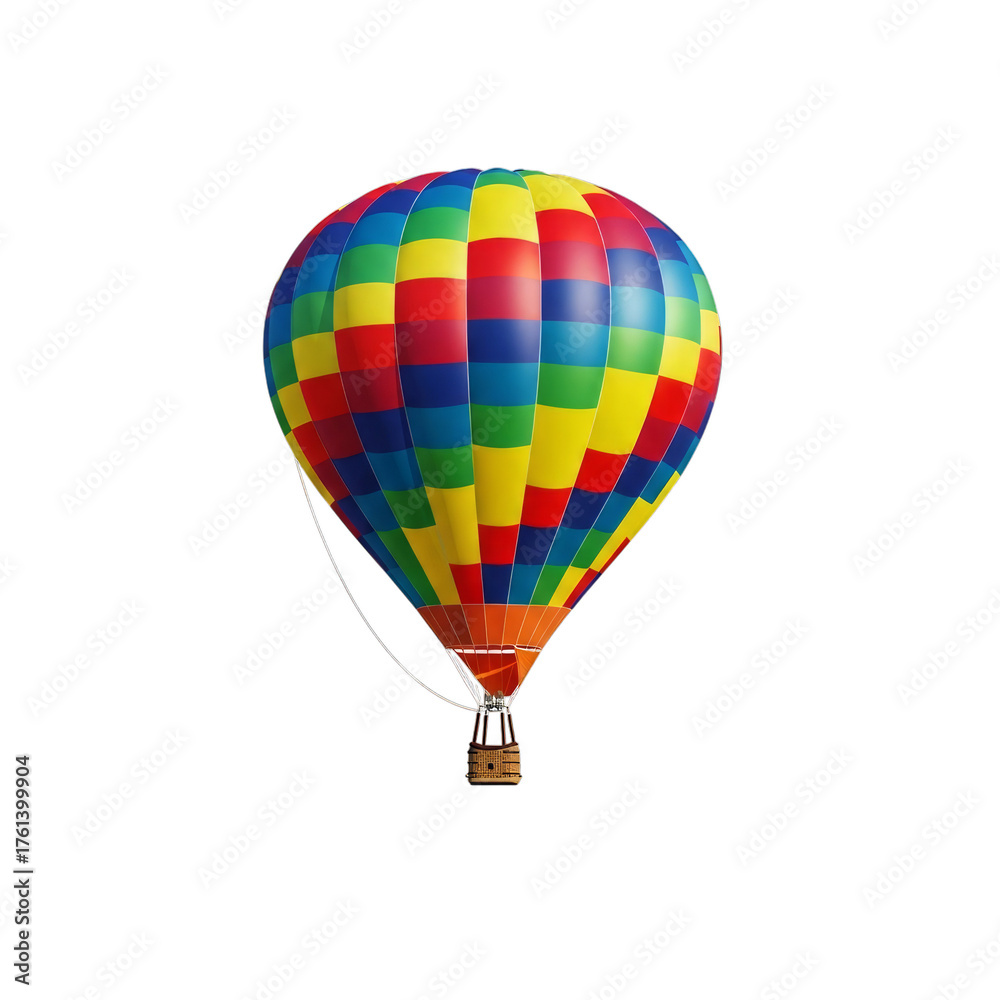 Naklejka premium Colorful hot air balloon floating isolated on a transparent background
