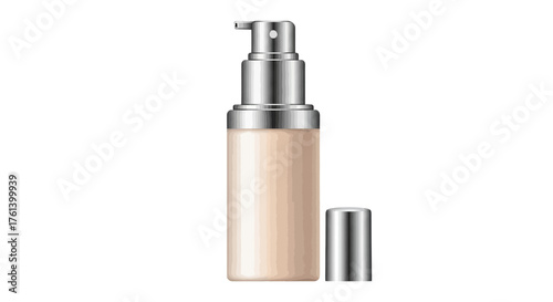 Foundation bottle with pump  cap beige bottle silver pumpcap