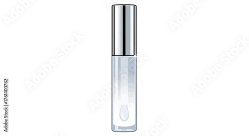 Clear lip gloss tube with silver cap