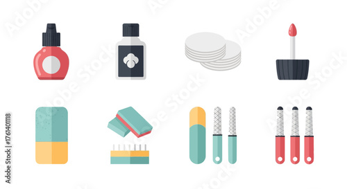 Flat vector illustration of manicurepedicure tools