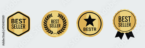 Best Seller and Quality Badge Set – Collection of vector labels featuring “Best Seller,” “Best Price,” and “Best Quality” for product highlights, marketing, retail design, and promotional graphics.