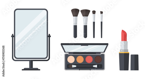 Makeup set mirror brushes eye shadow palette lipstick
