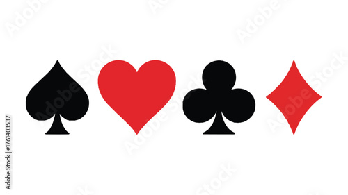 Playing Card Suits on White Background traced illustration